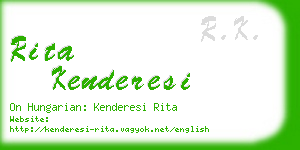 rita kenderesi business card